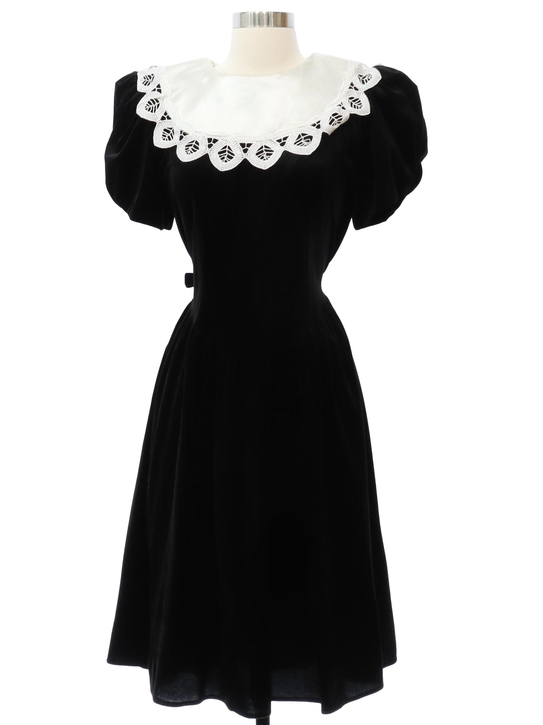 Vintage 80s Dress 80s Miss Dorby Womens Black Acetate And Nylon vintage-80s-dress-80s-miss-dorby-womens-black-acetate-and-nylon