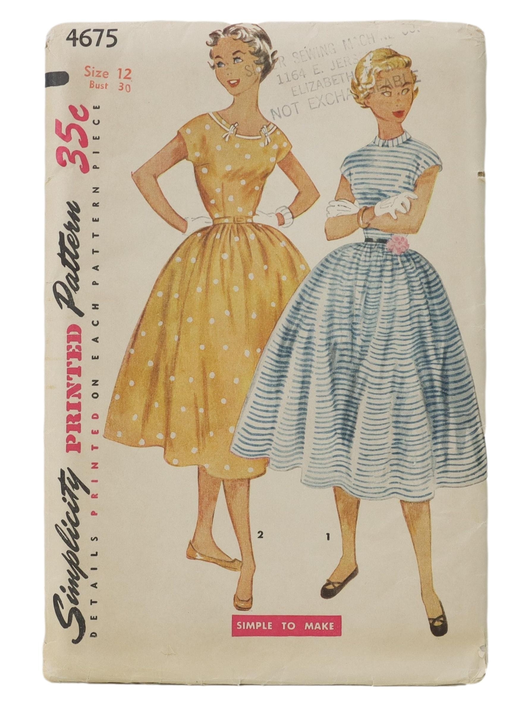Retro Fifties Sewing Pattern: 50s -Simplicity Pattern No. 4675