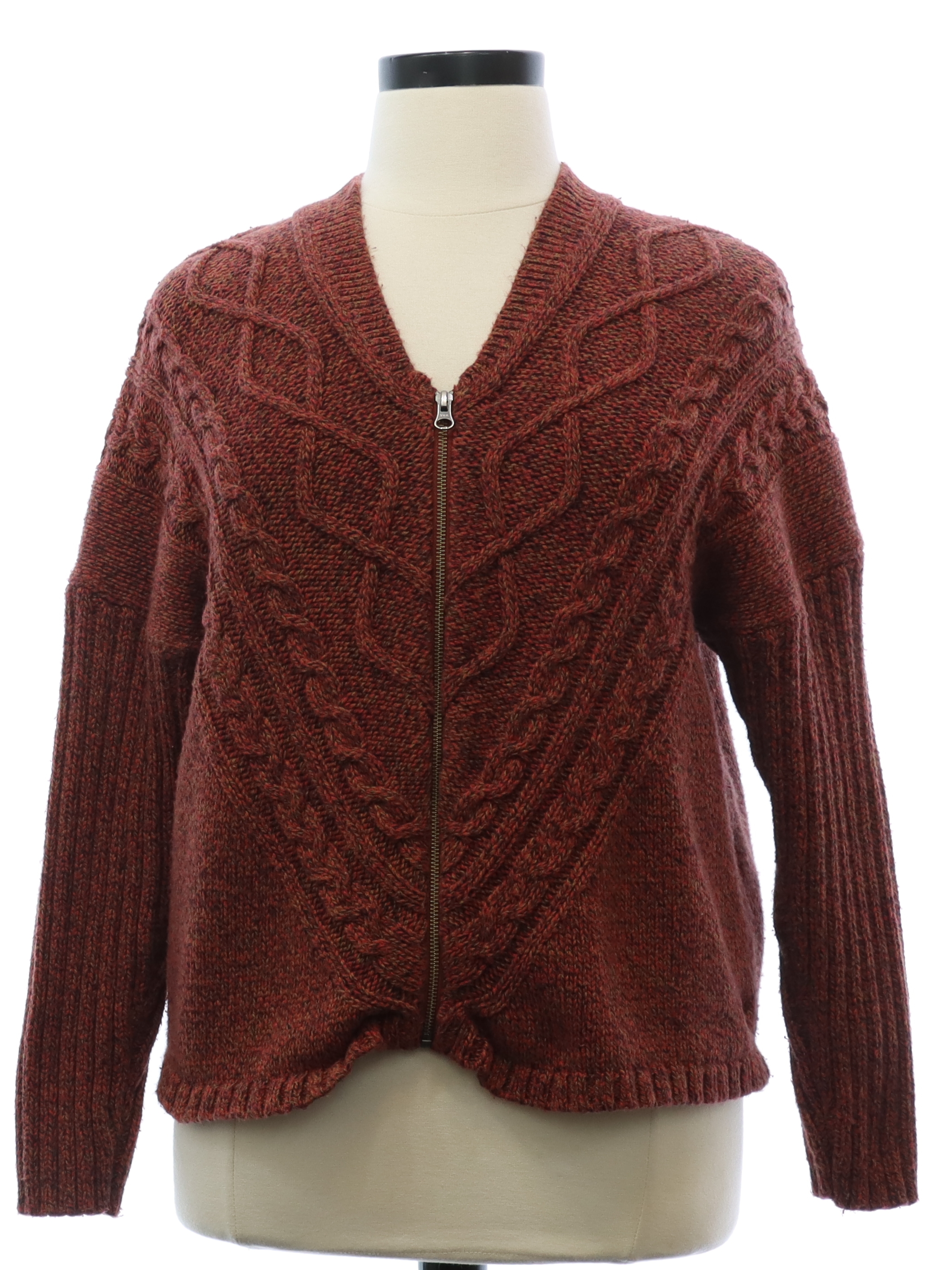 Sweater 90s Woolrich Womens mottled shades of rust burgundy