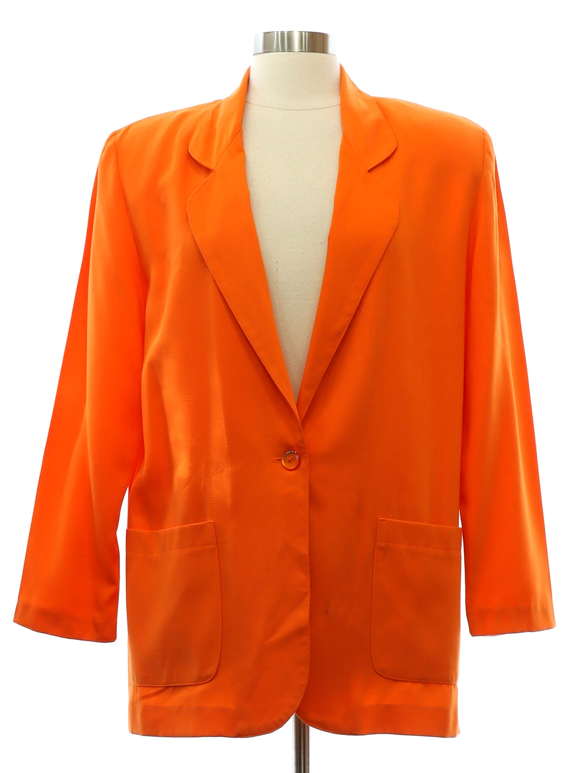 1980 s Vintage Jaclyn Smith Jacket 80s Jaclyn Smith Womens orange polyester cotton blend longsleeve 1 button front closure totally 80s boyfriend style blazer sport coat jacket. Classic style light w...