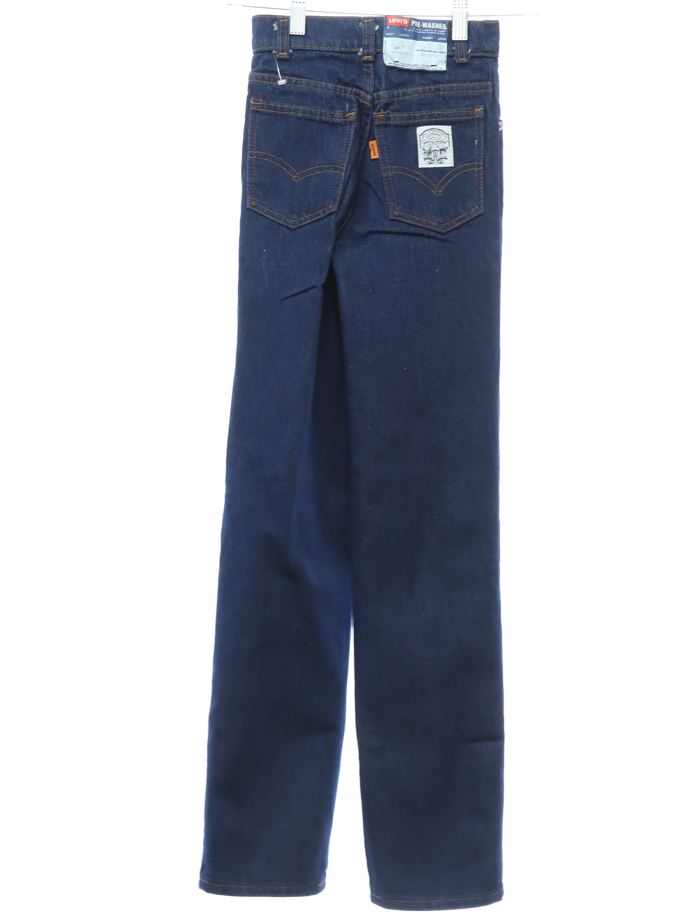 Levis 718 80 s Vintage Pants 1983 Levis 718 Womens girls very dark blue background with dark gold topstitching prewashed cotton denim classic five pocket styling jeans pants with super straight legs...