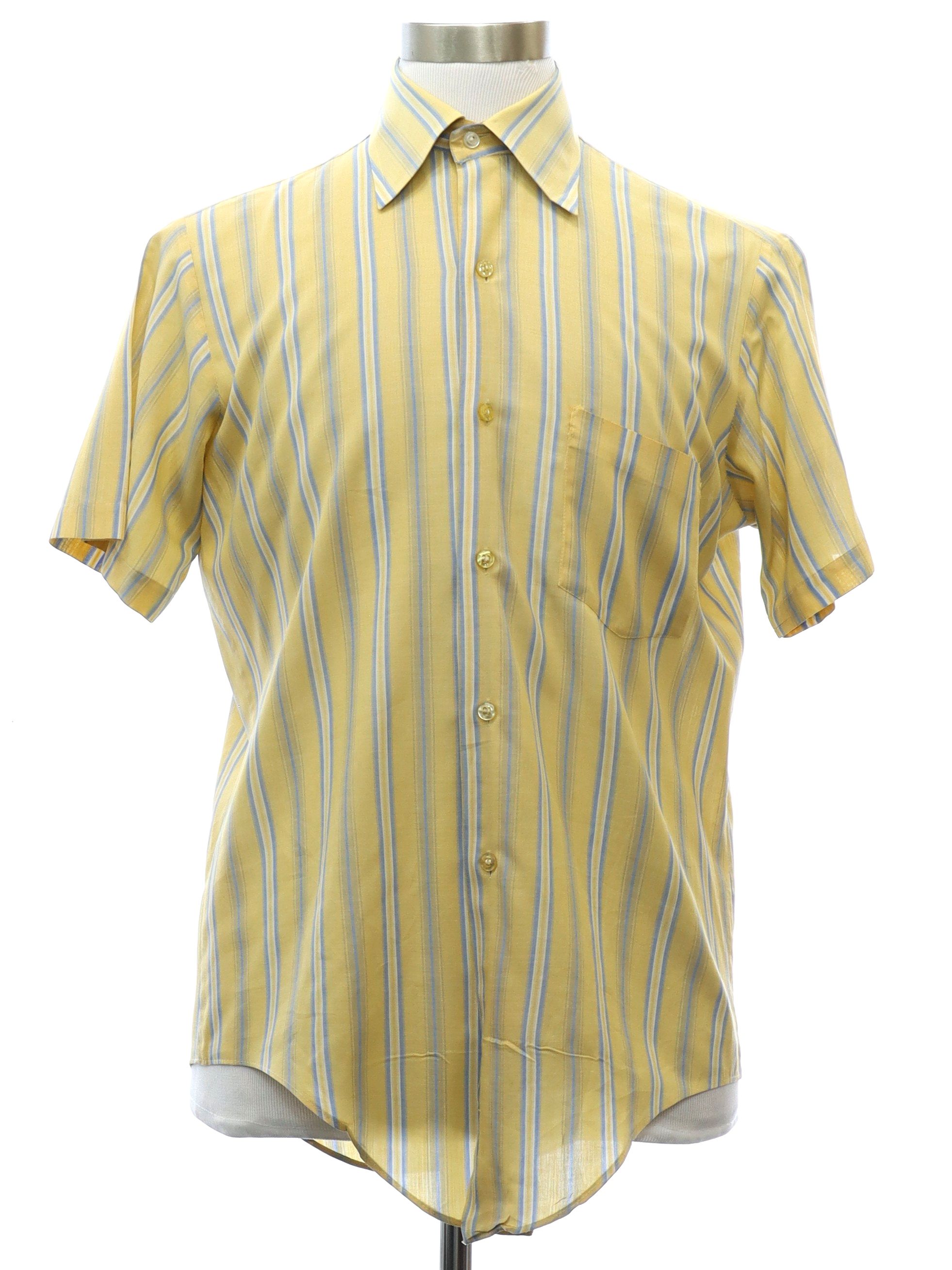 Vtg Retro 60s 70s Funky Multicolor Stripe Pattern Button-Down Shirt Top  Blouse