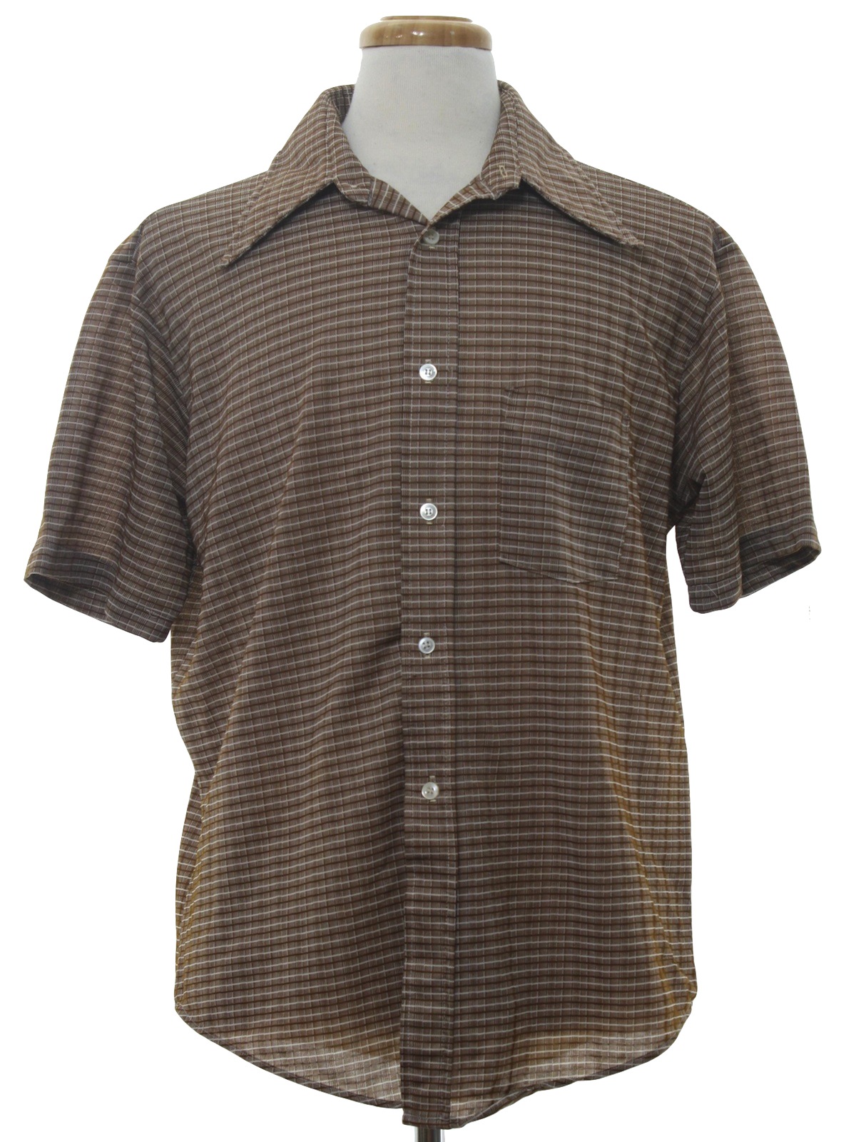 Vintage 1970's Shirt: 70s -No Label- Mens chocolate brown, medium brown ...