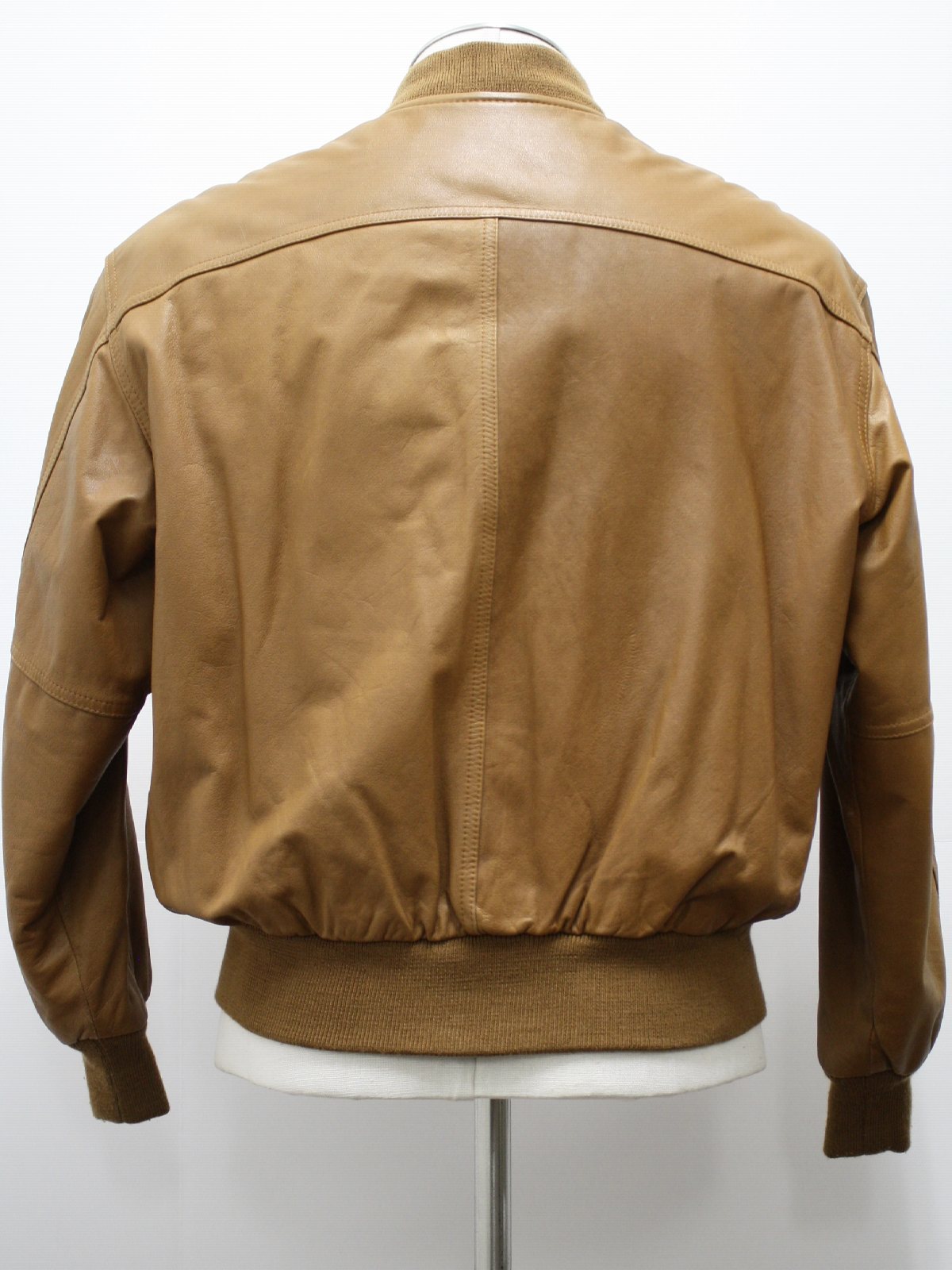 1980 s Vintage Mixed Blues Leather Jacket 80s Mixed Blues Mens latigo soft leather bomber style jacket with zip front and knit cuffs collar and waistband