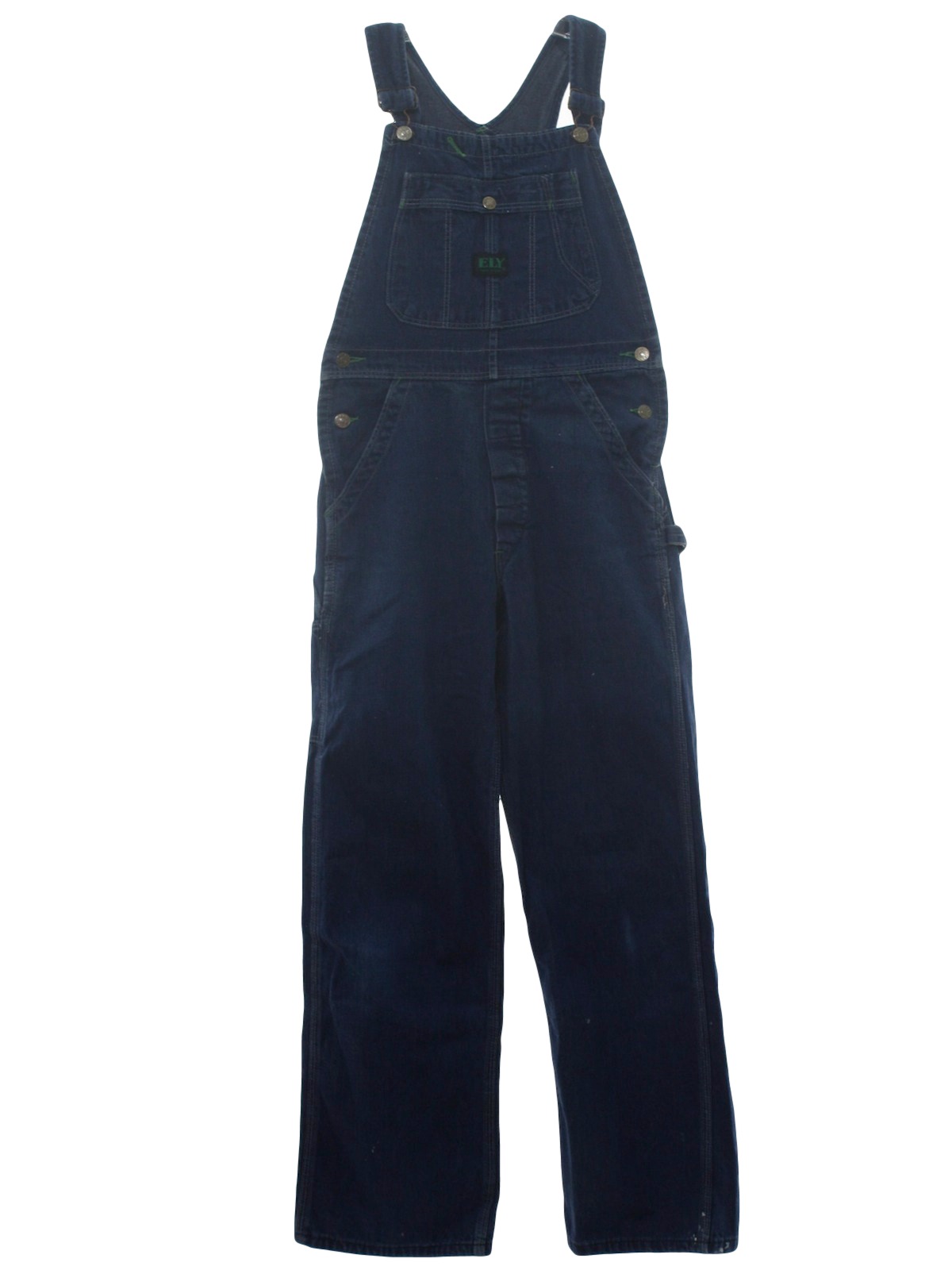 1990's Overalls (Ely): 90s -Ely- poly cotton mens dark blue denim overalls