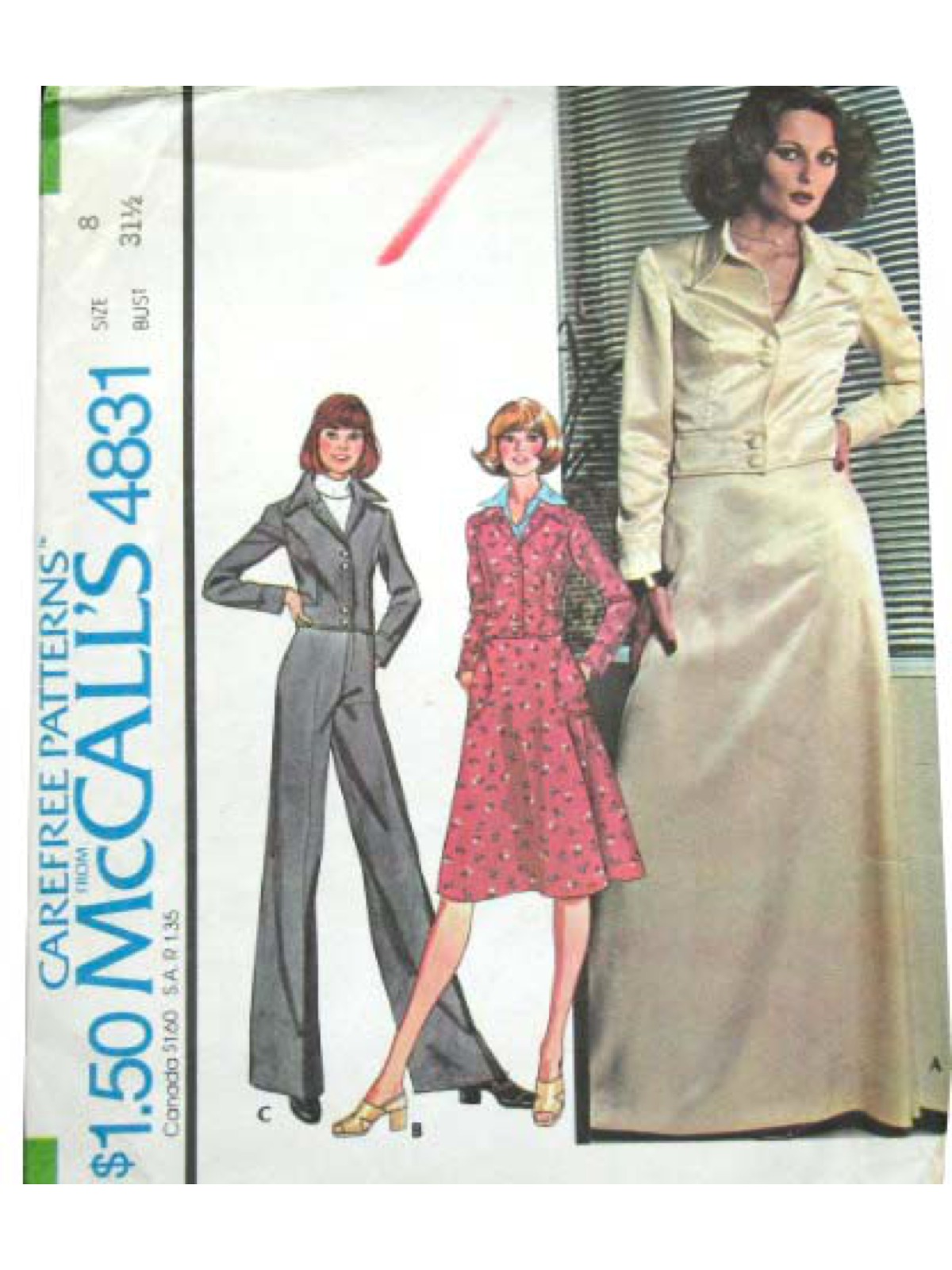 Seventies vintage sewing pattern 1975 mccalls 4831 womens sewing