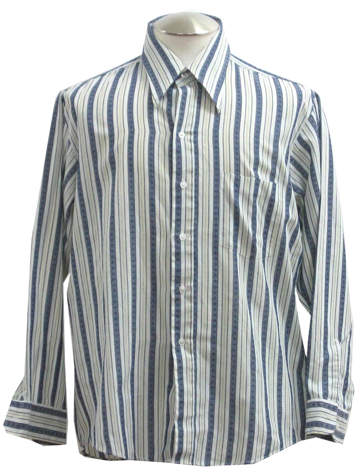 Vintage 70s Shirt: 70s -Sears Kings Road Shop- Mens dark hazy blue ...