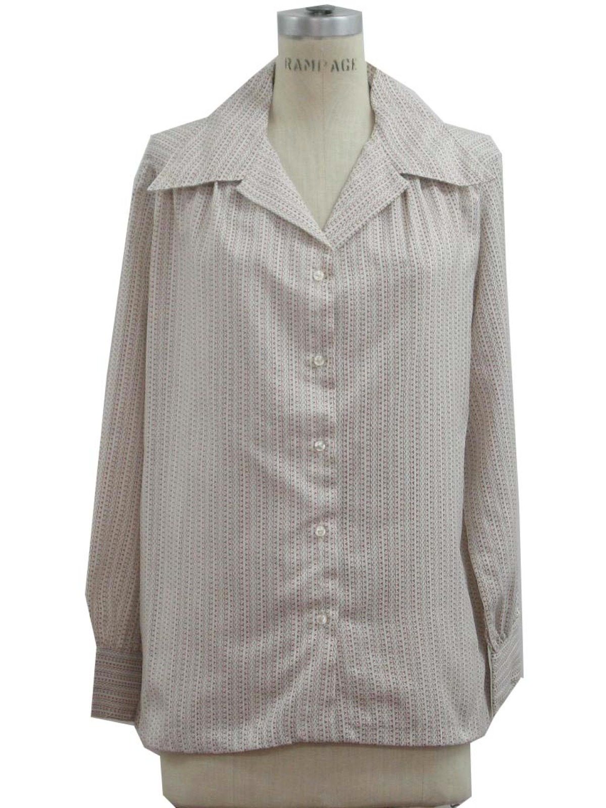 1970's Retro Shirt: 70s -Ship N Shore- Womens silky white, with ...