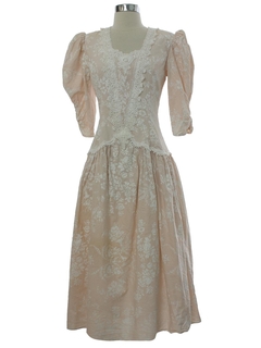 1970's Womens Jessica McClintock Prairie Style Prom, Cocktail or Bridal Dress