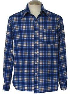 1970's Mens Mod Plaid Sport Shirt