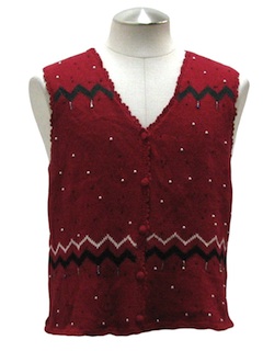 1980's Womens Minimalist Ugly Christmas Sweater Vest