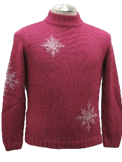 1980's Womens Minimalist Ugly Christmas Snowflake Sweater