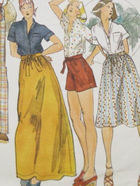 Vintage 70s Butterick 4259 Misses Shirt Shorts and Pants Sewing Pattern Size 12 Bust 34 by Designer Kenzo Dirndl Skirt