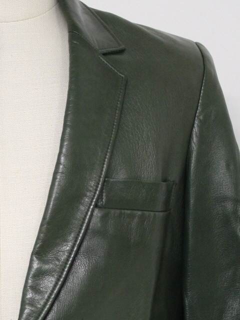 Retro 80's Leather Jacket: 80s -Loewe- Mens loden green