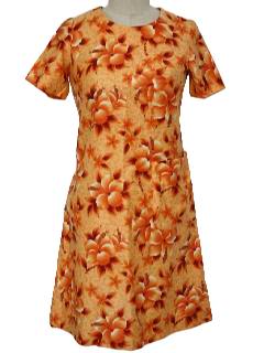 1960's Womens Mod Cotton Sateen Hawaiian Mini Dress