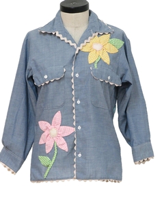 1970's Womens Chambray Hippie Shirt