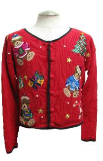 1980's Womens Bear-riffic Ugly Christmas Sweater