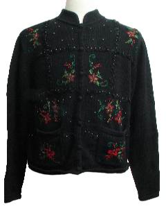 1980's Womens Beaded Ugly Christmas Cocktail Sweater
