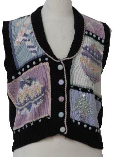 1980's Womens Ugly Christmas Sweater Vest 