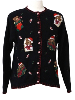1980's Womens Bear-riffic Ugly Christmas Sweater 