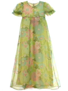 1960's Womens/Girls Hawaiian Style Cocktail Maxi Dress