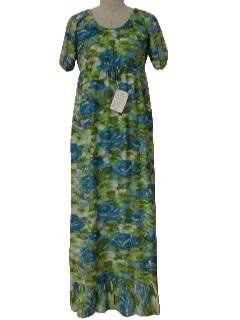 1970's Womens Hippie Style Maxi Dress