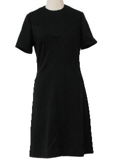 1970's Womens Knit Little Black Dress