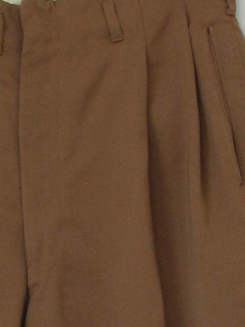 Vintage 1950's Pants: 50s -Plateau Slacks- Mens tan solid
