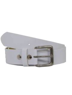 1970's Mens Accessories - White Leather Vinyl Look Wide Leisure Belt