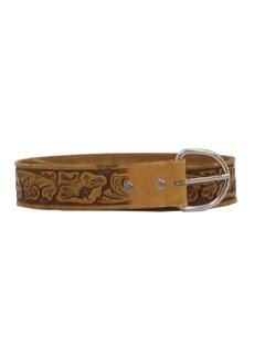 1970's Mens/Boys Accessories - Tooled Leather Western Hippie Belt