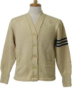 1940's Mens Letterman Cardigan Sweater