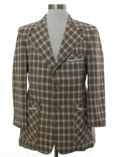 1970's Mens Plaid Disco Blazer Style Sport Coat Jacket