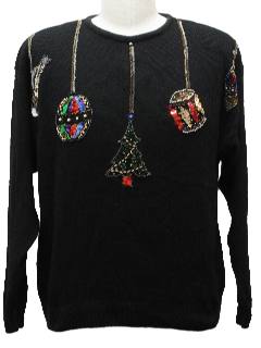 1980's Womens Ugly Christmas Sequined Cocktail Sweater