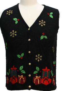 1980's Womens or Girls Ugly Christmas Sweater Vest