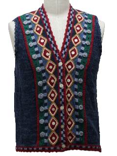 1980's Womens Abstract Ugly Not-So-Christmasy Sweater Vest