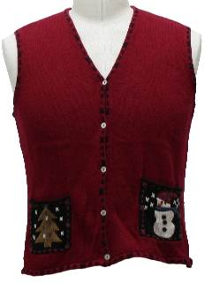 1980's Womens Minimalist Ugly Christmas Sweater Vest