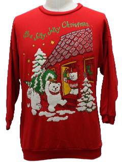 1980's Unisex Bear-riffic Ugly Christmas Sweatshirt