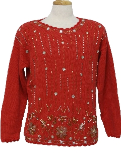 1980's Womens Ugly Christmas Cocktail Sweater 