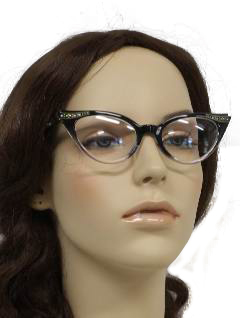 1940's Womens Accessories - Cat Eye Rhinestone Glasses