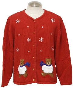 1980's Womens Bear-riffic Ugly Christmas Sweater