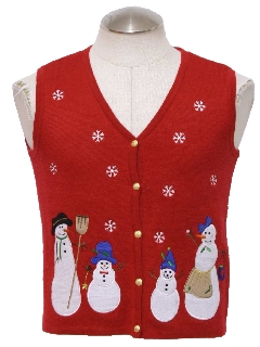 1980's Womens or Girls Ugly Christmas Sweater Vest