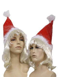 1990's Unisex Accessories - Ugly Christmas Vinyl Santa Blonde Wig Hat