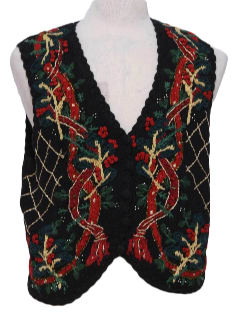 1980's Womens Ugly Christmas Sweater Vest 