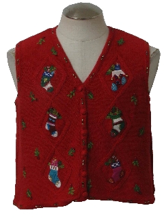 1980's Womens Ugly Christmas Sweater Vest