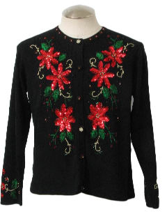 1990's Womens Ugly Christmas Sequined Cocktail Sweater