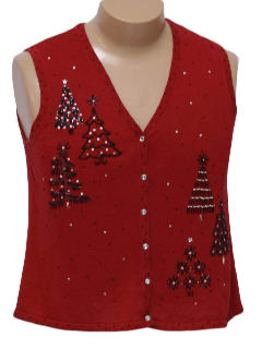 1980's Womens Ugly Christmas Sweater Vest