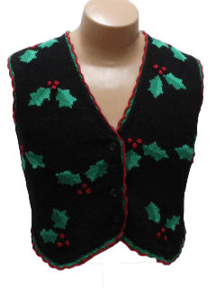 1980's Womens/Girls Ugly Christmas Sweater Vest