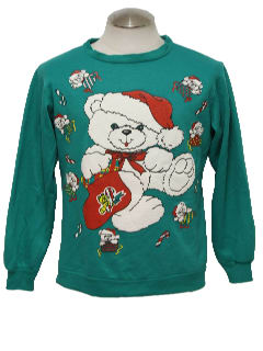 1980's Womens Bear-riffic Ugly Christmas Sweatshirt