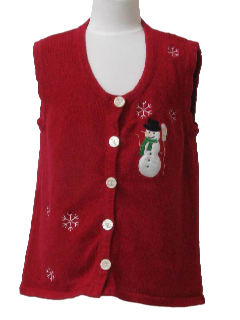 1980's Womens or Girls Ugly Christmas Sweater Vest 