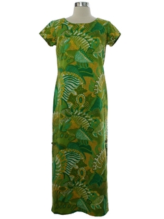 1970's Womens Andrade Mod Hawaiian Maxi Dress